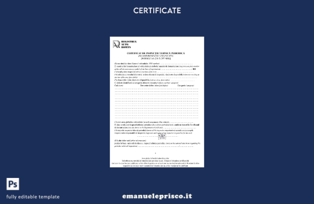 stile verificato Romania Registrul Auto Român Certificato di revisione tecnica p